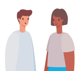 Woman and man avatar vector design