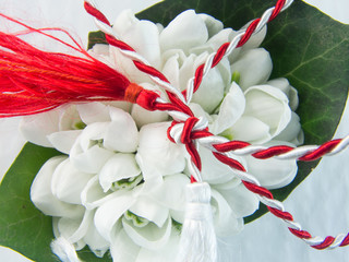 1st of March tradition white and red cord and ghiocel flower