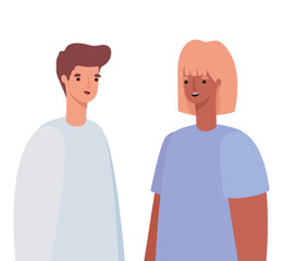 Woman and man avatar vector design