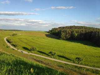 Fototapeta premium A beautiful evening in Franconia, Bavaria, in Germany as the sun goesdown