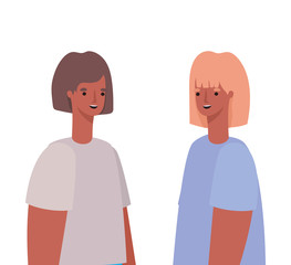 two women avatars vector design