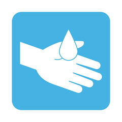 covid 19 coronavirus prevention hand with water drop clean block style icon