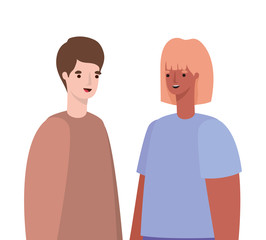 Woman and man avatar vector design