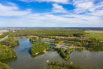 Fototapeta na wymiar Lakes in the forest, view from drone