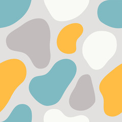 Seamless round stone pattern. Abstract colorful background with organic shapes.
