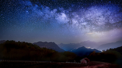 Voie lactée et Mont Blanc depuis le massif des Brasses, nuit de mai