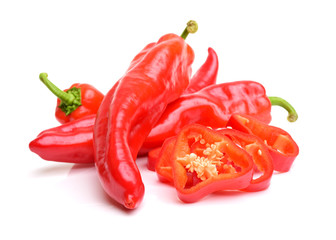 Fresh red pepper on white background