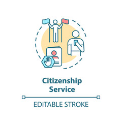 Citizenship service concept icon. Foreign country legal migration. Immigrant visa application idea thin line illustration. Vector isolated outline RGB color drawing. Editable stroke