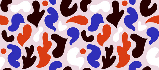Contemporary art collage with abstract shapes. Vector seamless pattern with modern Scandinavian cut out elements.