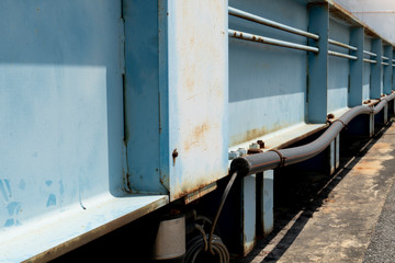 Steel beside structure of truck scales blue color.