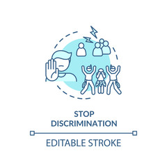 Stop discrimination turquoise concept icon. Respect for multi racial community. Human social right idea thin line illustration. Vector isolated outline RGB color drawing. Editable stroke