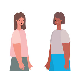 two women avatars vector design