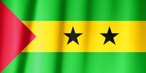 Flag of Sao Tome and Principe waving. National Sao Tome and Principe Flag for Independence day.
