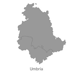 Vector illustration: administrative map of Umbria with the borders of the provinces