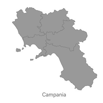 Vector illustration: administrative map of Campania with the borders of the provinces
