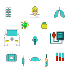 COVID 19 epidemic icons set