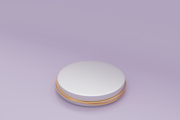 Empty white podium with hipster abstract blue background, 3d illustration pedestal for display composition, ,mock up cosmetic presentation platforms for creative Minimal concept.