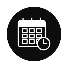 calendar with clock time icon, block style
