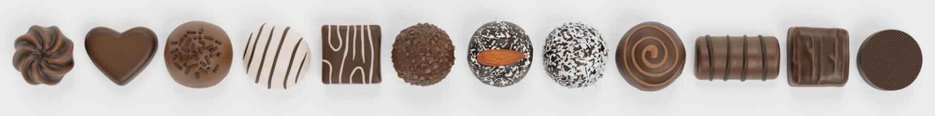 Realistic 3D Render of Chocolate Candies