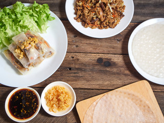 Spring rolls and rice paper.