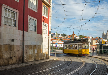 Fototapeta premium Tram street in Lisbon