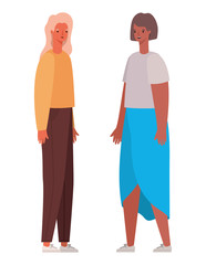 two women avatars vector design