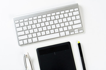 Top view of modern working place