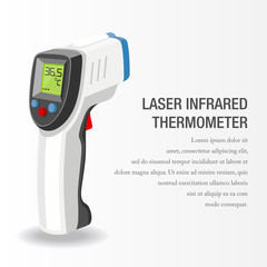 Vector illustration of an infrared thermometer gun. Suitable for health equipment design elements to check a patient's body temperature during a fever. Flat and professional thermometer gun icon.