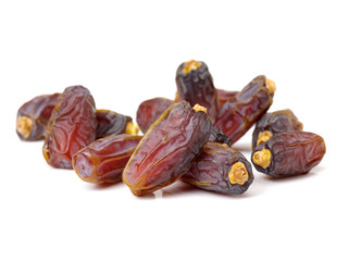 Delicious fresh organic dates on white background