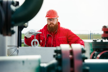 Technician in oil and gas refinery. Worker in Oil Refinery.