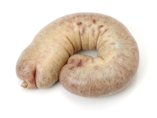 Blood sausage on a white background.