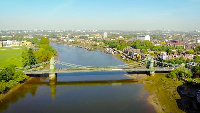 Aerial view of Hammersmith in the morning, London, UK