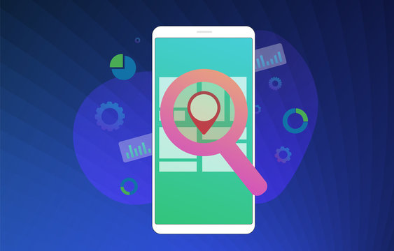 Local SEO flat vector illustration concept. Search Engine Optimization Marketing results based on client geo-positioning and regional. Advertising a local  store through inbound marketing process