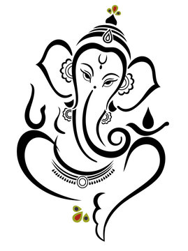 Drawing of Dancing Lord Ganesha Above the Lotus and Mouse Outline Editable  Vector Illustration Stock Vector - Illustration of hand, editable: 193911778