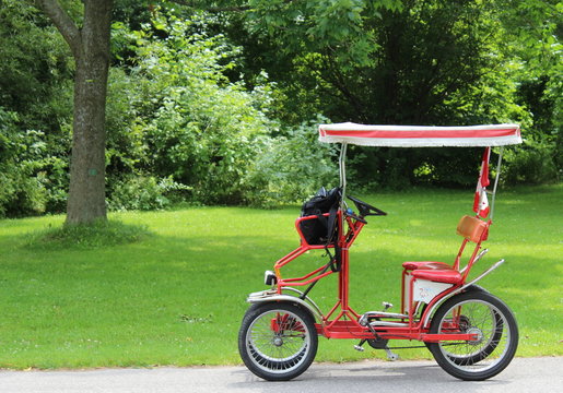 Quadracycle On Footpath Against Trees In Park