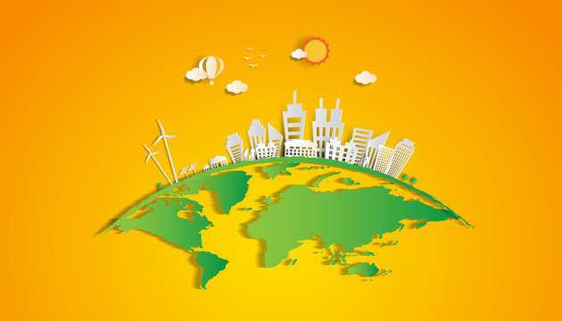 Energy ideas save the world concept Power green ecology -illustration  Vector