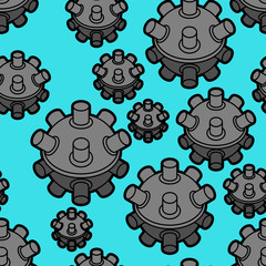 Naval mine pattern seamless. Underwater bomb background. vector texture