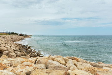 Fototapeta na wymiar Panorama of a lonely romantic beach on the Mediterranean, Haifa