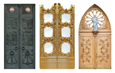 Set of models of the entrance doors (isolated on white background)