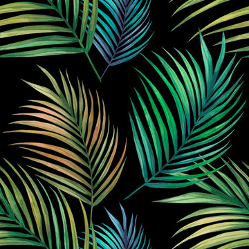Tropical palm leaves seamless  pattern background
