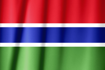 Gambia flag on satin texture.