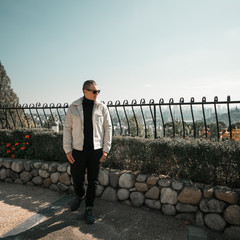 man standing in the garden