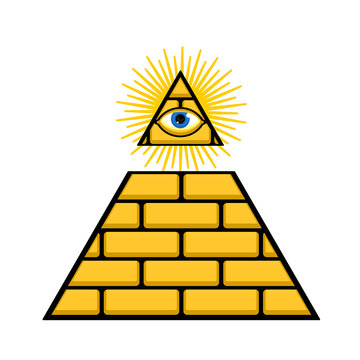Egyptian pyramid and eye. all-seeing eye symbol. Sacred Secret mystic sign