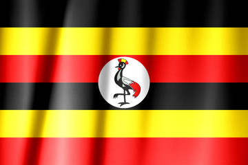 Uganda flag on a silk drape waving