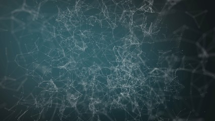 Digital business or technology background. Abstract white dots are connected by lines on a blue background. Concept of engineering, digital and scientific ways to visualize data. Space for text.