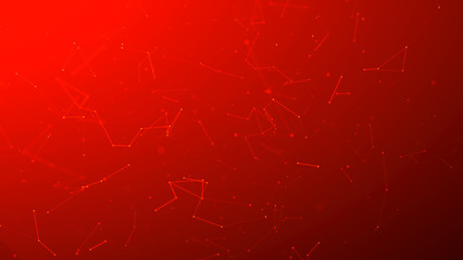 Digital technology background. Abstract white dots are connected by lines on a blue background. Concept of engineering, digital and scientific ways to visualize data. Space for text.