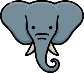Elephant Head Doodle Sketch Icon