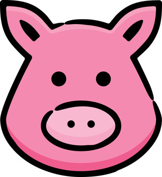 Pig Head Doodle Sketch Icon