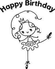 happy birthday card black and white