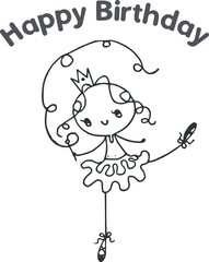 happy birthday card black and white
